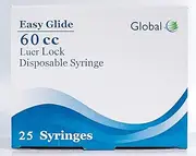 60CC Syringe Only with Luer Lock Tip - 25 Syringes Without a Needle by Easy Glide - Great for Medicine, Feeding Tubes, and Home Care