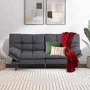 [Hcore] Sleeper Bed Couch,Memory Foam Futon Sofa Sofabed, Classic Grey
