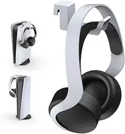 NexiGo PS5 Headphone Holder, [Minimalist Design] Mini Headphone Hanger with Supporting Bar, for Sony PlayStation 5 Gaming Headset, White