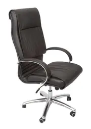 Rapidline Large Executive Chair Chrome Base Padded Arms Soft Black PU Upholstery