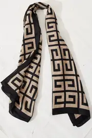 Sophia Scarf in Black And Beige Geometric one size