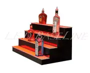 24" LIGHTED BAR SHELF, Four Steps, Liquor display shelving, bar bottle shelves