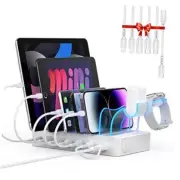 60W 6-Port Charging Station for Multiple Devices, PD 20W USB C Fast White