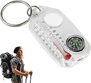 [Generic] Compass Thermometer Keyring - Compasses Thermometers Keychain | Pocket Survival Compass, Survival Thermometers Compass Keychain, 3-in 1 Guiding Compass Thermometers Keyring for Outdoor