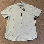 O'Neill TRVLR Series Shirt Mens XL Blue Palm Tree Allover Print Short Sleeve NWT