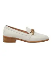 [Jane Debster] Dalton Flat Leather Loafers in Ivory