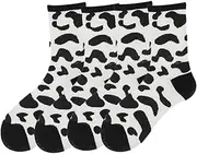 [CHILDWEET] Cow Socks Set for Women Casual Crew Dress Socks Soft Cotton Animal Pattern Mid Calf Fashion and Comfortable