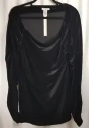 Women's Black Velvet Top Gabriella Rossi EVENT NEW with Tags Size 2X