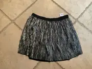 NWT Old Navy Silver Shine Pleated Metallic Shimmer Skirt; Girls Size XL (14-16)