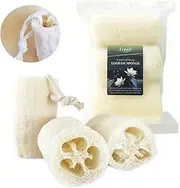 Natural Eco friendly Biodegradable Loofah Sponge - 3 Pack Large - Premium Quality - Back Body Scrubber - Cleansing and Exfoliating - for Men Women Bath Shower