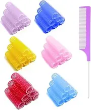 MOODKEY 36PCS Self Grip Small Hair Curlers Heatless Roller Hair Curlers Pro Salon Hairdressing Curler DIY Curly Hairstyle Hair Rollers Tools Rat Tail Comb for Women Medium Short Hair(0.6 x 2.4 Inch)