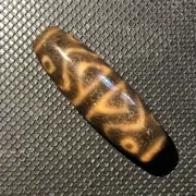 Magic Tibetan Old Agate Dragon Skin King Kong 6Eye Totem dZi Bead 11.9*37mmN026