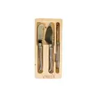 3pc Laguiole Silhouette Knife Cleaver/Pate Mini Cheese Set Stainless Steel SLV