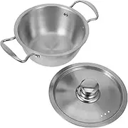 GRIRIW Cooking Pot Korean Ramen Pot Stainless Steel Lid Handles for Noodles Soup