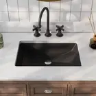 21 In. L X 15 In. W Vitreous China Rectangular Undermount Bathroom Sink in Black