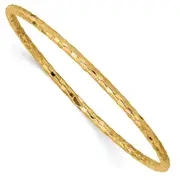 8 Inch 14K Polished Textured Slip-On Bangle Bracelet