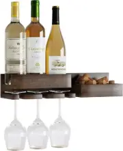 Wine Rack in Walnut, Stemware Holder: Wall Mounted Semillion by Rustic State