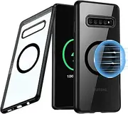 [Guizzcg] for Samsung Galaxy S10+ / S10 Plus Case [Compatible with Magsafe] Flexible TPU Bumper + Clear Back Slim Shockproof Drop Protection,Magnetic Cover for Galaxy S10 Plus -Black
