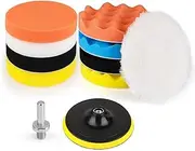 Kshineni Car Buffer Pads 6 Inch Buffing Polishing Pads, 11 Pcs Drill Buffing Kit, Auto Polisher Pads Car Foam Drill for Automotive Polishing, Waxing, Sanding, Sealing Glaze