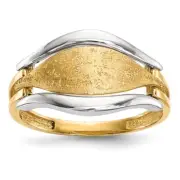 14k Two-tone Gold Polished & Textured Ring Size 7 2.32 gram Gift for Mother
