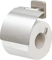 Tiger Onu Toilet Roll Holder with Cover, Stainless Steel Brushed, 13 x 12.6 x 4.2 cm