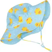 [SWOOMEY] Unisex Boys and Girls Cap Tinted Sunscreen Bucket Hat Adjustable String Big Brim Cartoon Design for Outdoor Activities Sky