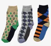 Jefferies Socks Boy's 3 Pack Funky Diamond Dress Socks Size Medium L47838