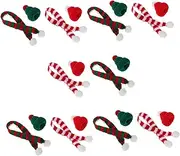 KONTONTY 20pcs Wine Bottle Scarf Hats Santa Hat Christmas Tree Scarf Wine Topper Covers for Christmas Silverware Holders Table Dinner Decorations