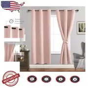 Stylish Blush Pink Blackout Grommet Curtains - Room Darkening, Set of 2 Panels