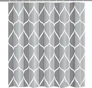 [AcbbMNS] Shower Curtain with Grommets and 12 Hooks, 220 x 200 cm Polyester Waterproof Bathroom Curtain Droplet Pattern, Quick-Drying, Weighted Hem