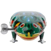 Metal Wind-up Jumping for Frog Clockwork Tin Children Funny Game Vintage