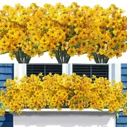 Grunyia 20 Bundles Artificial Flowers, Outdoor Indoor UV Resistant Fake Yellow