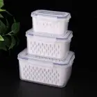 3pcs Refrigerator Food Storage Containers Pantry Organization Draining Basket