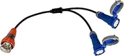 Adapter Splitter Extension Lead 32A 5 Pin Plug to 2 x CEEform 3 Pin 32A Single Phase Socket, Heavy Duty