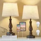 Table Lamps for Bedrooms Set of 2 - Touch Bedside Lamps with USB C+A Ports - ...