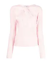 twisted hollow knitted pullover L Pink