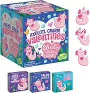 Valentines Cards for Kids Classroom, Set of 28 Valentines Day Gifts - Axolotl Fr