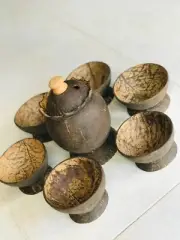 Coconut Shell Natural Tea Cup Set Eco Friendly 100% Hand Made Healthy Ceylon NEW