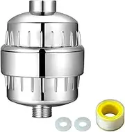 ACA 25 Stage Shower Filter Assembly to Remove Chlorine and Fluoride, High Output Hard Water Filter Efficient Filtration Improves Water Quality, Reduces Dry Itchy Skin, Dandruff, Eczema(Silver)