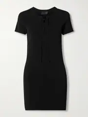 [Nili Lotan] Nili Lotan - Palma Lace-up Jersey Mini Dress - Black - small small Black