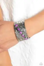 Paparazzi STILL FLORAL STONES purple CUFF bracelet