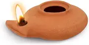 Herodian - Classic Brown Replica of Ancient Clay Oil LAMP in Gift Bag & Certificate of Authenticity Hanukkah-Judaica/Christian Gift