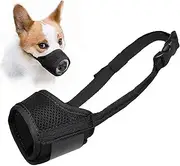 Mesh Dog Muzzle for Small Medium Large Dogs – Soft Nylon Breathable Adjustable Puppy Muzzles to Prevent Biting, Chewing & Barking – Pet Muzzles for Chihuahua, Labrador, French Bulldog (Black, Medium)