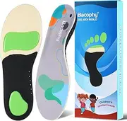 Bacophy Kids Arch Support Orthotic Insoles, Children Pu Cushioning Inserts, Shock Absorption Velvet Surfaces Deep Heel Cup Inner Sole for Plantar Fasciitis, Flat Feet, Feet Heel Pain Relief