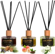 Reed Diffuser Set of 3 with 15 Sticks Wooden Cap Home Fragrance Reed Diffuser fo