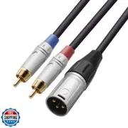 Tisino 2 RCA to XLR Male Y Splitter Cable, Unbalanced Dual RCA Male to 1 XLR