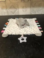 BB SKY Baby Security Blanket Grey ELEPHANT Lovey Plush Rattle Teether Toy