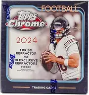 2024 Topps Chrome Football 7-Pack Trading Card Mega Box (1 Prism Refractor + Ten Rookies Per Box!)