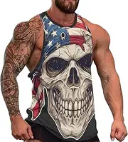 [CSIVKEJ] Men's Graphic Tank Top Black 3D Printed Muscle Casual Sleeveless T-Shirt Fitness Training Cooler Round Neck T-Shirt.