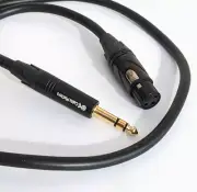 3-Pin XLR Female to Gold 1/4" TRS Male on 3 ft Super Shielded Mic Cable, NEW